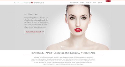 Screenshot der Website von Kathleen Priester Healthcare | Praxis für biologische regenerative Therapien