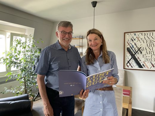 Hans-Peter Behrens vom Bündnis 90/Die Grünen besucht Ulrike Stöckle in der Agentur für nachhaltige Kommunikation in Baden-Baden